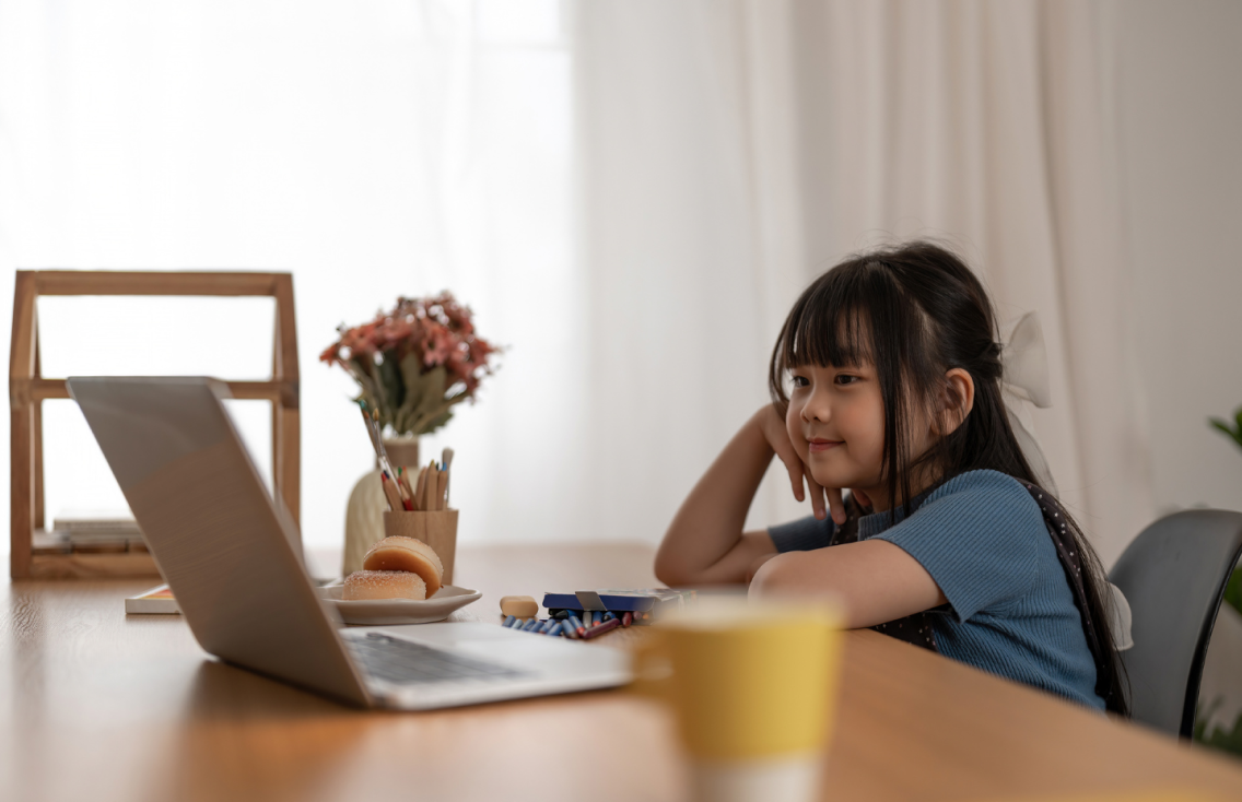 Girl using laptop